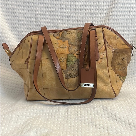 Alviero Martini Tan Map Print Women's Bag - Picture 15 of 15